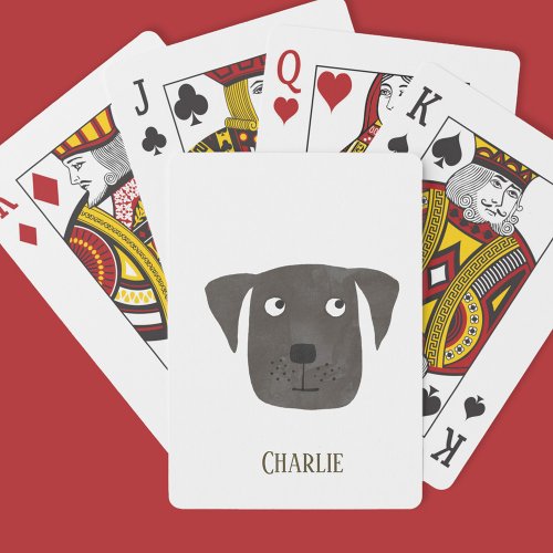 Funny Black Labrador Retriever Dog Custom Name Poker Cards