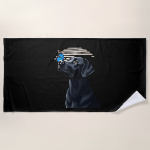 Funny Black Labrador Retriever Lab Dog Owner Pet A Beach Towel