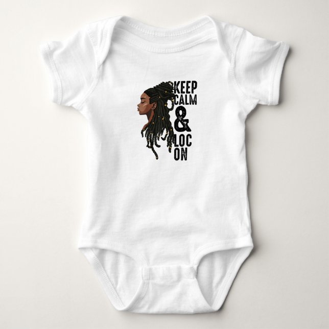 Funny Black Melanin Dreadlocks Gift Cute Afro Loc Baby Bodysuit (Front)