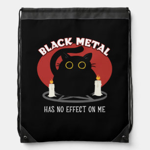 Funny Black Metal Satanic Cat Quote Drawstring Bag