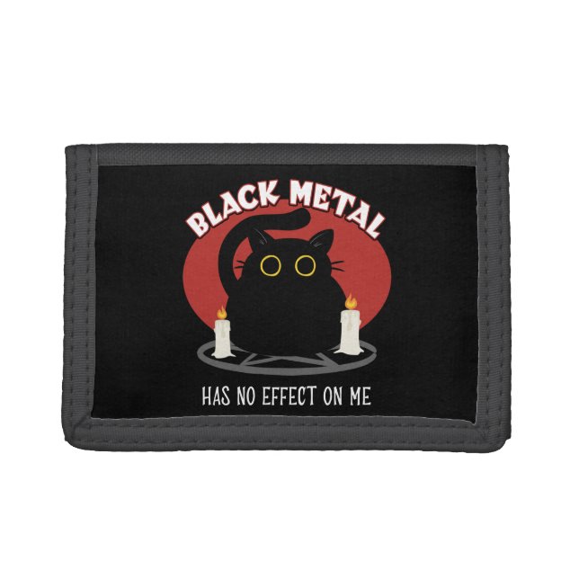 Funny Black Metal Satanic Cat Quote Trifold Wallet (Front)