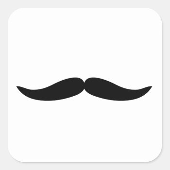 Funny Black Moustache Or Mustache Square Sticker by MovieFun at Zazzle