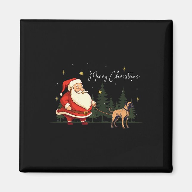 Funny Black Mouth Cur Dog Santa Claus Christmas Wa Magnet (Front)