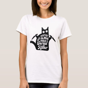 Funny Black Murder Cat Halloween Funny Party T-Shirt