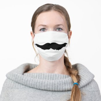 Funny Black Mustache Adult Cloth Face Mask by pjwuebker at Zazzle