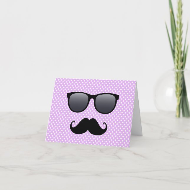 Funny Black Mustache And Glasses Card (Front)