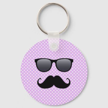 Funny Black Mustache And Glasses Keychain by mustache_designs at Zazzle