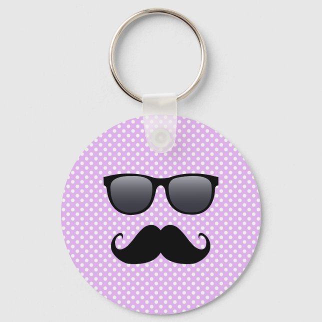 Funny Black Mustache And Glasses Keychain (Front)