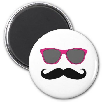 Funny Black Mustache And Pink Sunglasses Magnet by MovieFun at Zazzle
