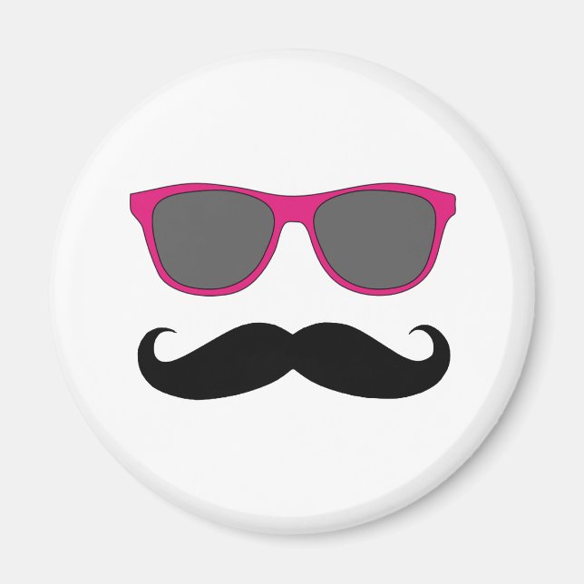 Funny Black Mustache and Pink Sunglasses Magnet (Front)
