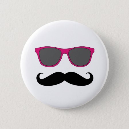 Funny Black Mustache And Pink Sunglasses Pin