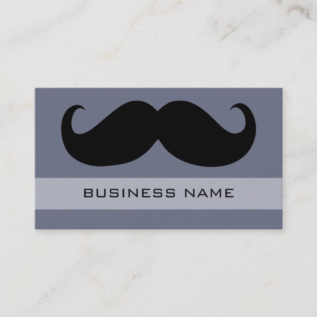 Funny Black Mustache and Plain Grey Business Card (Front)