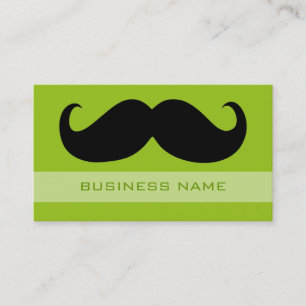 Funny Black Mustache and Plain Lime Business Card