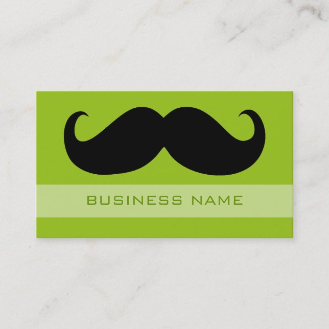 Funny Black Mustache and Plain Lime Business Card (Front)
