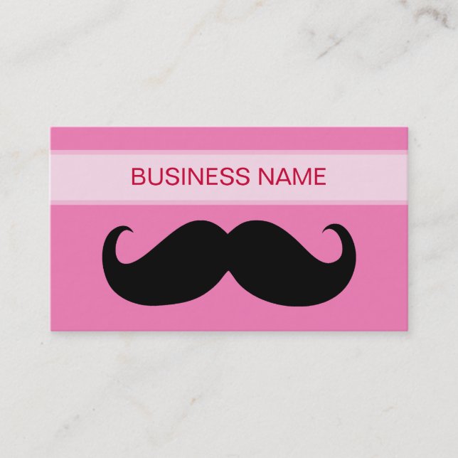 Funny Black Mustache and Plain Pink Business Card (Front)
