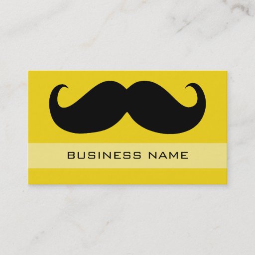 Customizable Funny Black Mustache and Plain Yellow Business Card