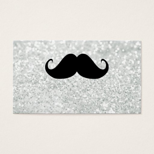 Customizable Funny Black Mustache And White Sparkle Bling Business Card