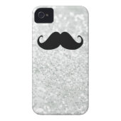 Funny Black Mustache And White Sparkle Bling Case-Mate iPhone Case (Back)
