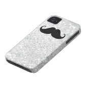 Funny Black Mustache And White Sparkle Bling Case-Mate iPhone Case (Bottom)