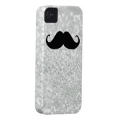 Funny Black Mustache And White Sparkle Bling Case-Mate iPhone Case (Back/Right)