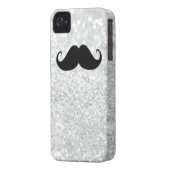 Funny Black Mustache And White Sparkle Bling Case-Mate iPhone Case (Back Left)
