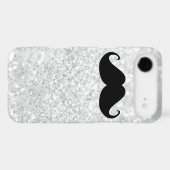 Funny Black Mustache And White Sparkle Bling Case-Mate iPhone Case (Back (Horizontal))