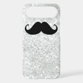 Funny Black Mustache And White Sparkle Bling Case-Mate iPhone Case (Back)