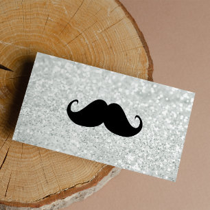 Funny Black Mustache and white sparkle silver