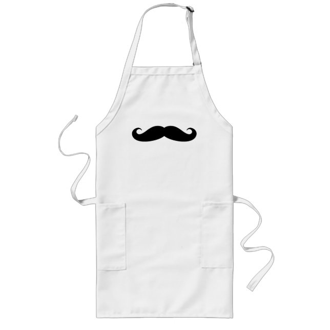 Funny black mustache apron for men women and kids (Front)