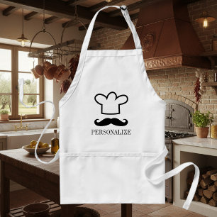 Funny black mustache BBQ apron for men