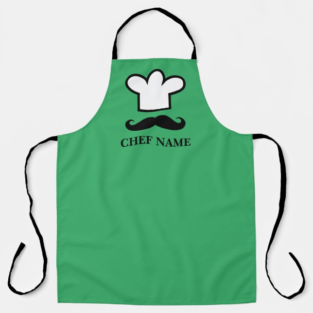 Funny black mustache BBQ chef apron for men (Front)