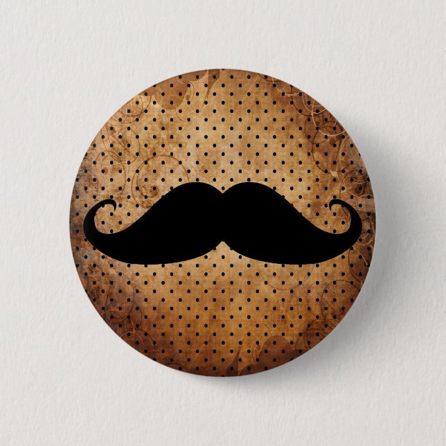 Funny Black Mustache Button (Front)