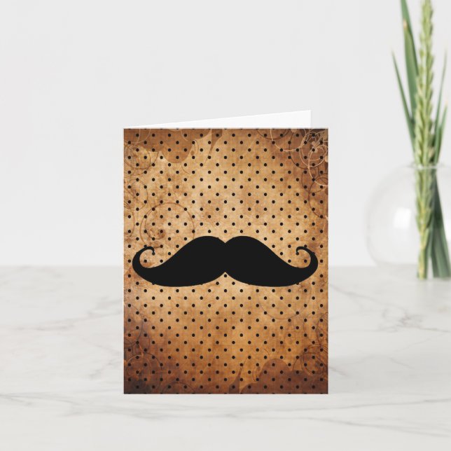 Funny Black Mustache Card (Front)