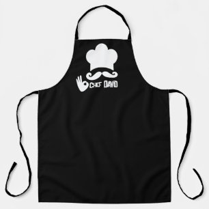 Funny Black Mustache Chef Name Apron