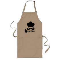 Funny Black Mustache Custom Long Apron