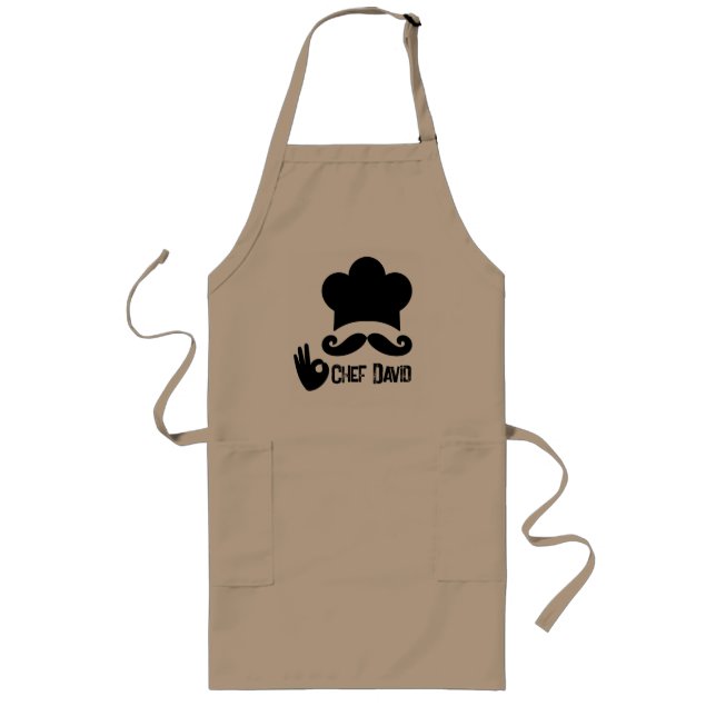 Funny Black Mustache Custom Long Apron (Front)