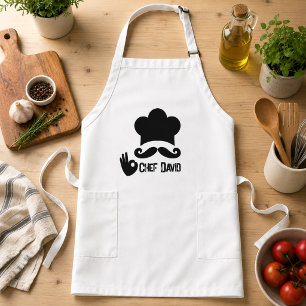 Funny Black Mustache Custom Long Apron