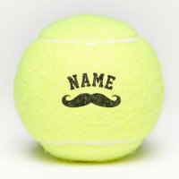 Funny black mustache custom name printed tennis balls