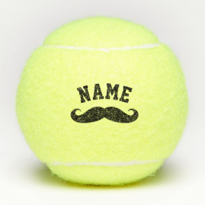 Funny black mustache custom name printed tennis balls