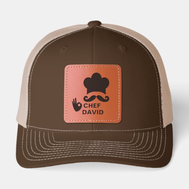 Funny Black Mustache Custom Text Chef Hat (Front)