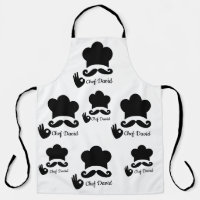 Funny Black Mustache Custom Text Chef Hat Pattern