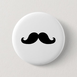 Funny Black Mustache Humor Button