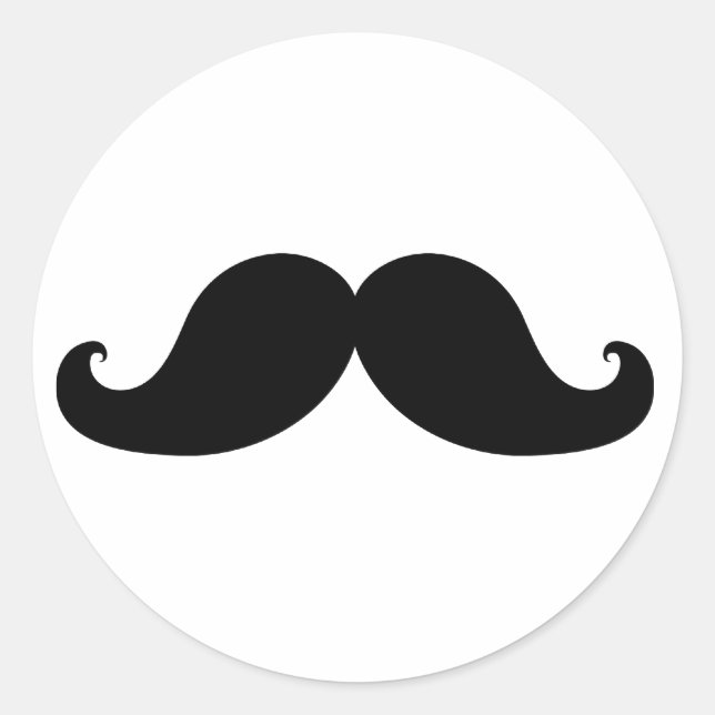 Funny Black Mustache Humor Classic Round Sticker (Front)