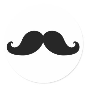 Funny Black Mustache Humor Classic Round Sticker