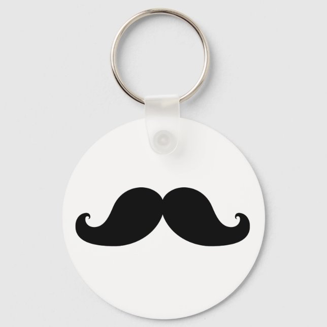 Funny Black Mustache Humor Keychain (Front)
