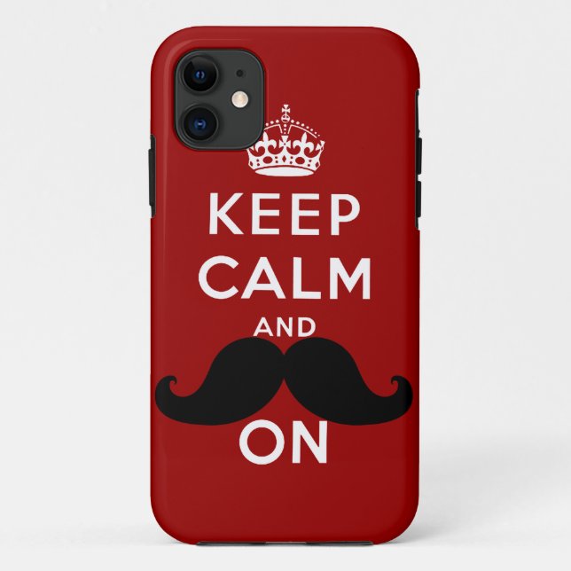 Funny Black Mustache Keep Calm Case-Mate iPhone Case (Back)