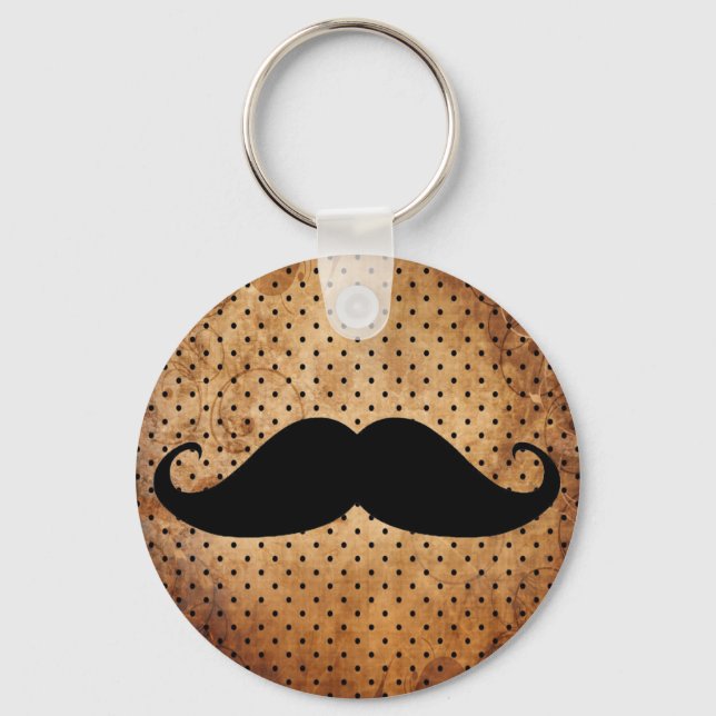 Funny Black Mustache Keychain (Front)