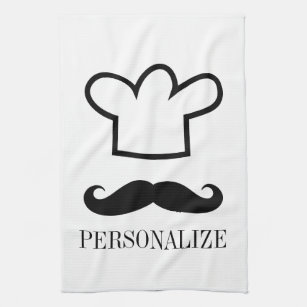 Funny black mustache kitchen towel for male chef