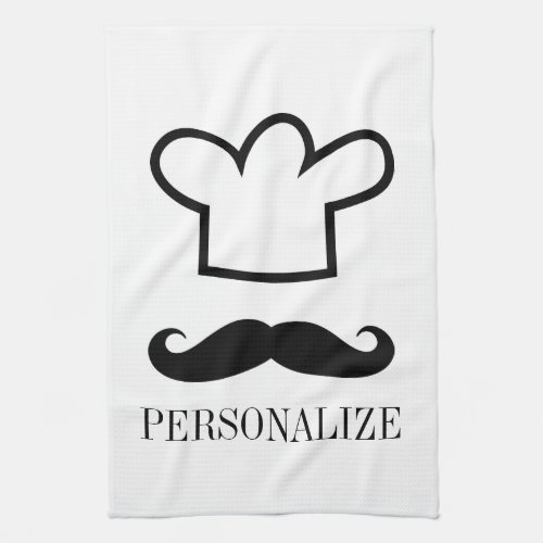 Funny black mustache kitchen towel for male chef