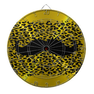 Funny Black Mustache on Metal Gold Background Dartboard